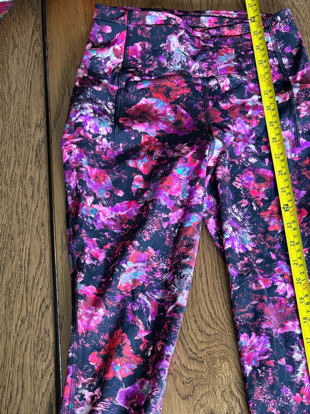 Lululemon Floral Full Length Leggings Size 4 Pink Purple Black